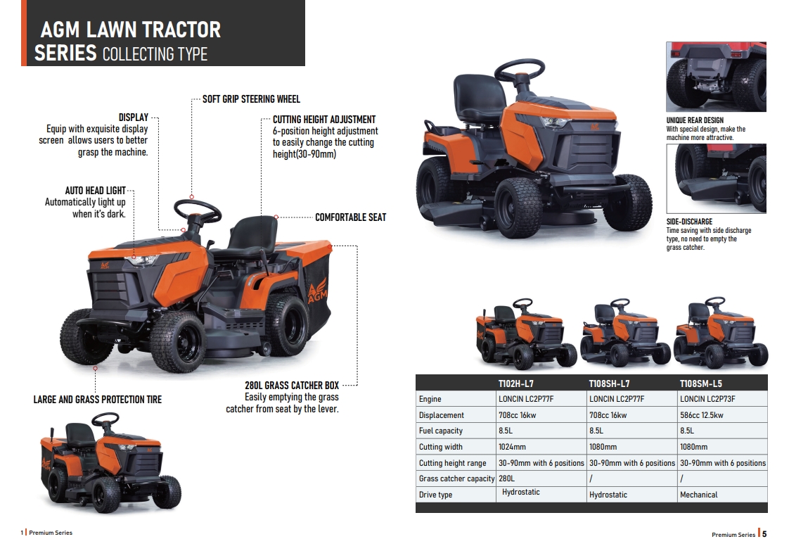 AGM brand lawnmower tractor, model (TIO2), rear discharge - Image 2